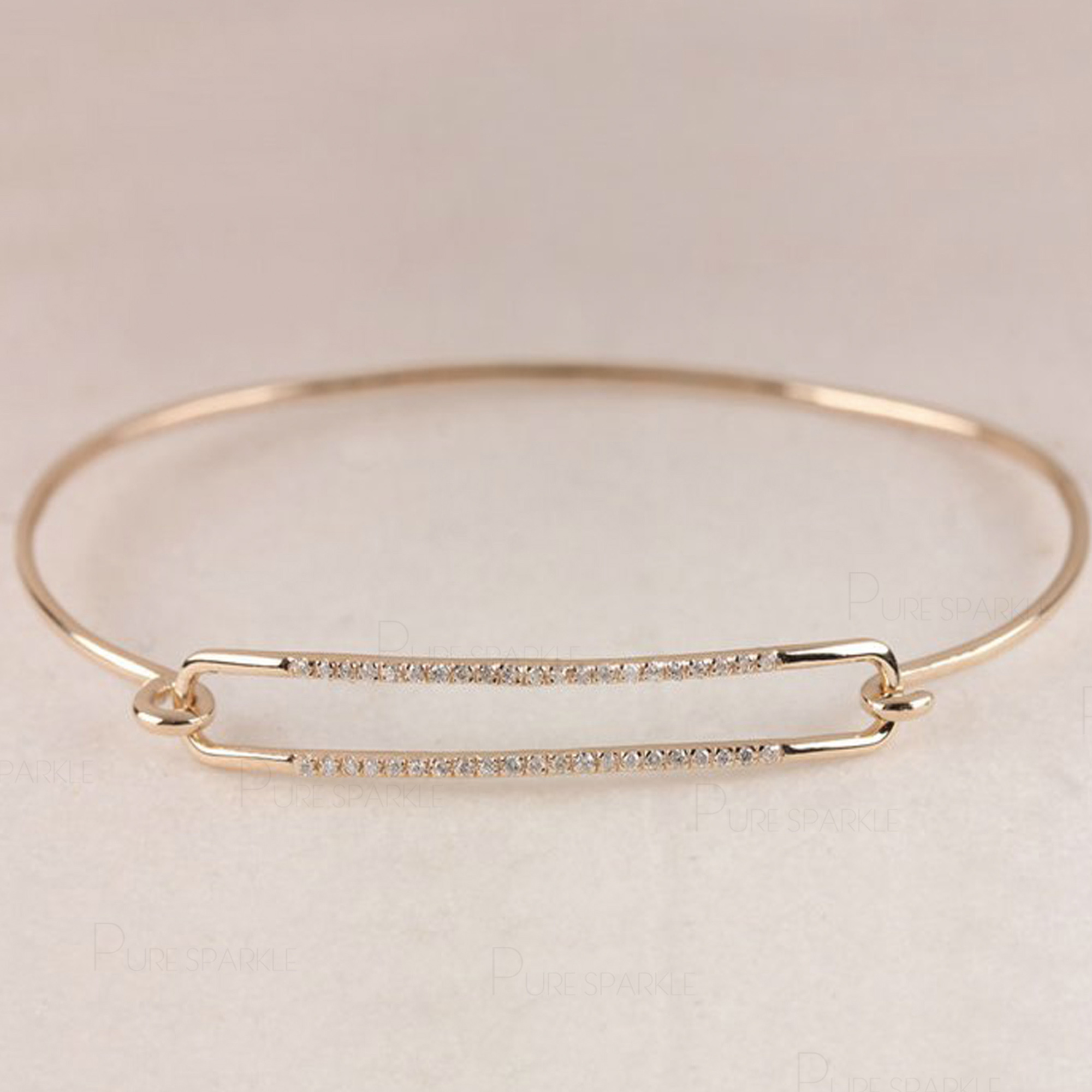 14K Gold 0.28 Ct. Diamond Openable Bangle Bracelet Fine Jewelry