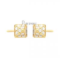 14K Gold 0.17 Ct. Diamond Pyramid Shape Studs Earrings Fine Jewelry