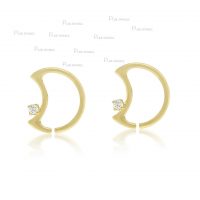 14K Gold 0.06 Ct. Diamond Moon Huggie Earrings Fine Jewelry