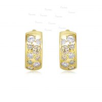 14K Gold 0.40 Ct. Diamond Wedding Hoop Earrings Fine Jewelry
