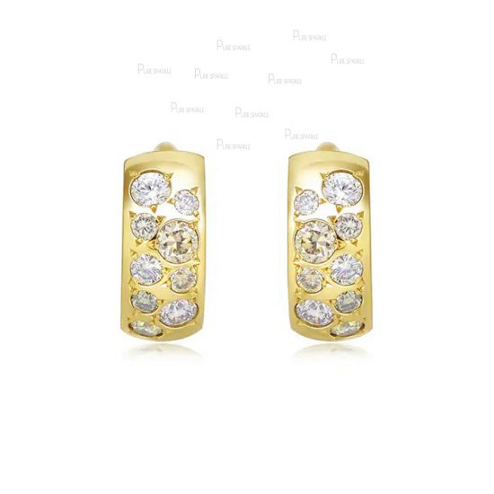 14K Gold 0.40 Ct. Diamond Wedding Hoop Earrings Fine Jewelry