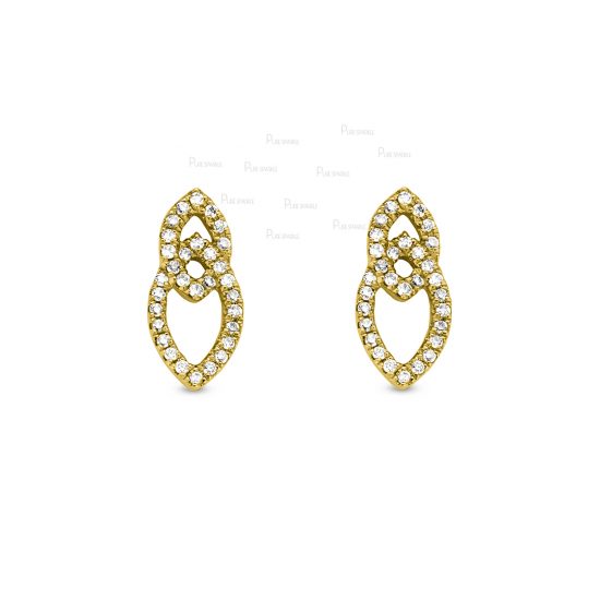 14K Gold 0.31 Ct. Diamond Marquise Love Knot Earrings Mother's Day Gift
