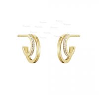 14K Gold 0.13 Ct. Diamond Halo Hoop Earrings Fine Jewelry