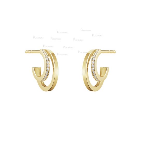 14K Gold 0.13 Ct. Diamond Halo Hoop Earrings Fine Jewelry