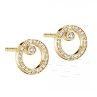 14K Gold 0.28 Ct. Diamond 10 mm Halo Round Earrings Fine Jewelry