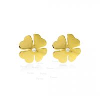 14K Gold 0.04 Ct. Diamond Floral Earrings Fine Jewelry - New Arrival