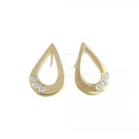 14K Gold 0.06 Ct. Diamond Open Pear Shape Geometrical Studs Earrings