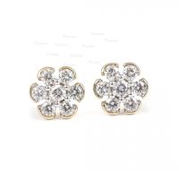 14K Gold 0.22 Ct. Diamond Floral Studs Earrings Fine Jewelry-New Arrival