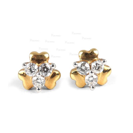 14K Gold 0.12 Ct. Diamond Valentine Special Heart Design Studs Earrings