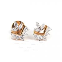 14K Gold 0.22 Ct. Diamond Tiny Minimalist Studs Earrings Wedding Gift