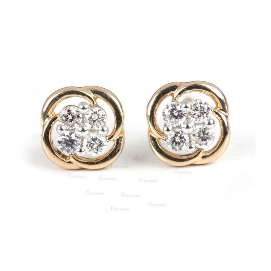 14K Gold 0.15 Ct. Diamond Minimalist Stud Earrings Best Anniversary Gift