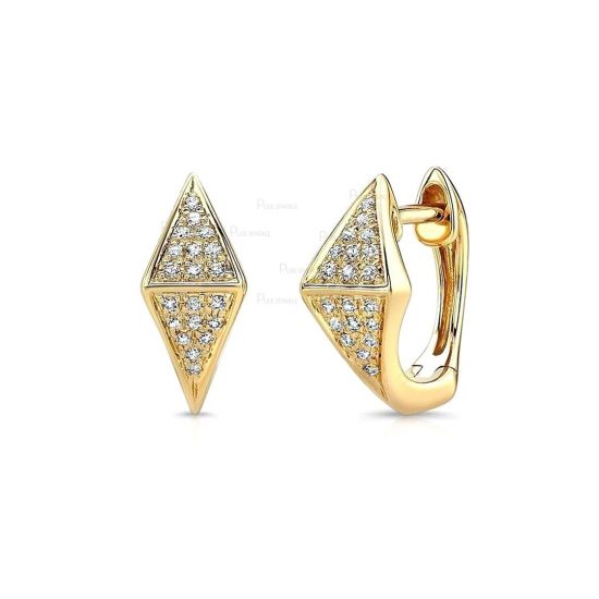 14K Gold 0.20 Ct. Diamond Double Triangle Huggie Earrings Fine Jewelry