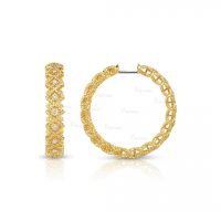 14K Gold 0.36 Ct. Diamond Twisted Wire Hoop Earrings Fine Jewelry
