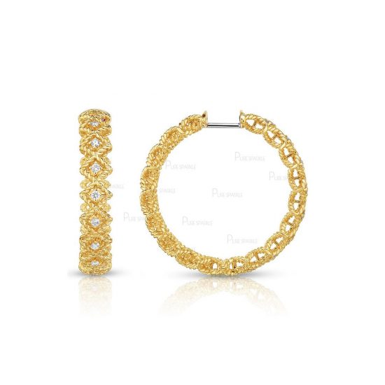 14K Gold 0.36 Ct. Diamond Twisted Wire Hoop Earrings Fine Jewelry