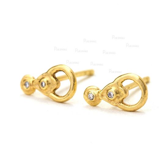 14K Gold 0.06 Ct. Diamond Minimalist Studs Earrings Fine Jewelry