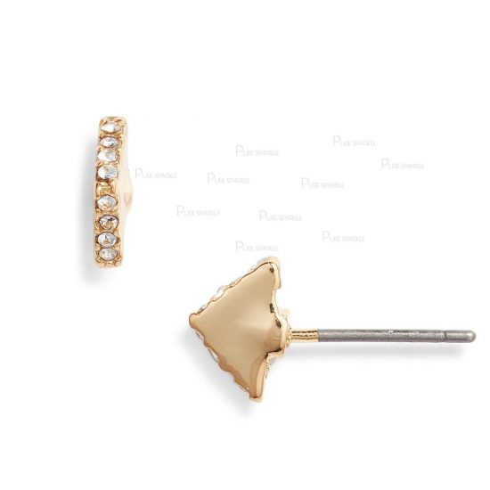 14K Gold 0.08 Ct. Diamond Unique Arrow Shape Studs Earrings Fine Jewelry