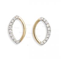 14K Gold 0.15 Ct. Diamond Marquise Shape Studs Earrings Fine Jewelry