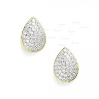14K Gold 0.32Ct. Diamond Pear Shape Minimalist Stud Earring Fine Jewelry