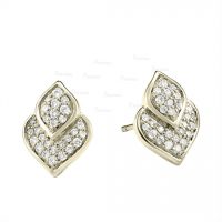 14K Gold 0.28 Ct. Diamond Love Heart Earrings Anniversary Gift For Her