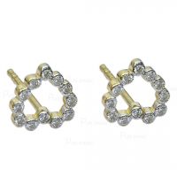 14K Gold 0.36 Ct. Diamond Heart Design Studs Earrings Fine Jewelry