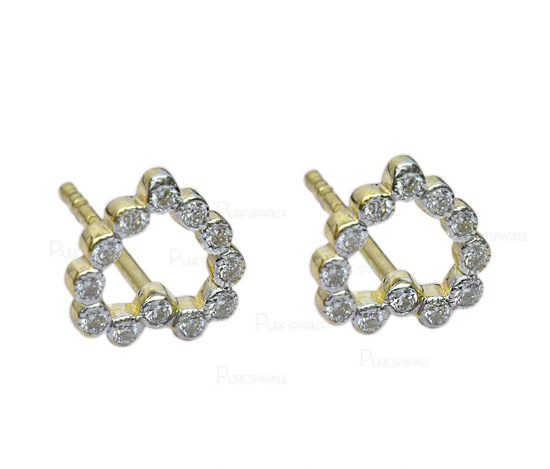 14K Gold 0.36 Ct. Diamond Heart Design Studs Earrings Fine Jewelry