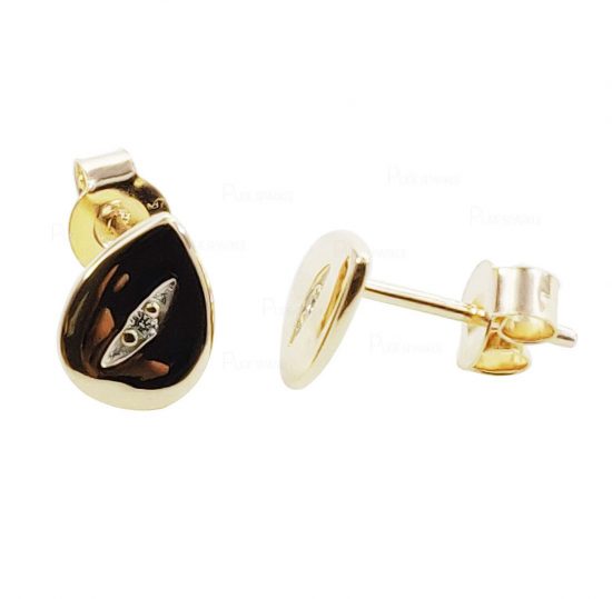 14K Gold 0.03 Ct. Diamond Mini Pear Shape Studs Earrings Fine Jewelry