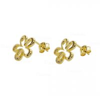 14K Gold 0.03 Ct. Diamond Minimalist Floral Studs Earrings Fine Jewelry