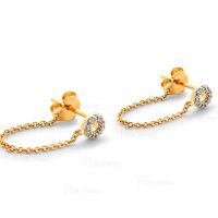 14K Gold 0.16 Ct. Diamond Open Circle Chain Earrings Fine Jewelry