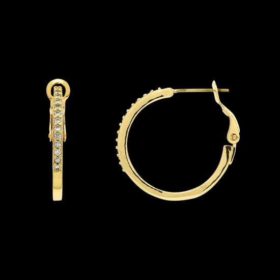 14K Gold 0.13 Ct. Diamond 20 mm Hoop Birthday Earrings Fine Jewelry