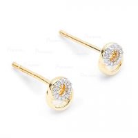 14K Gold 0.16 Ct. Diamond Linked Circle Studs Earrings Fine Jewelry