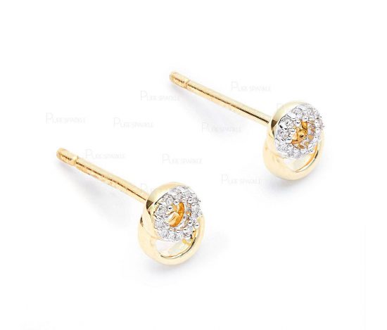 14K Gold 0.16 Ct. Diamond Linked Circle Studs Earrings Fine Jewelry