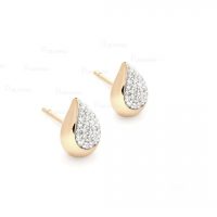14K Gold 0.15 Ct. Diamond Teardrop Studs Earrings Fine Jewelry