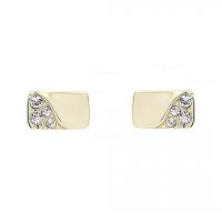 14K Gold 0.10 Ct. Diamond Tiny Rectangular Studs Earrings Fine Jewelry
