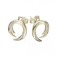 14K Gold 0.10 Ct. Diamond Helix Design Studs Earrings Fine Jewelry