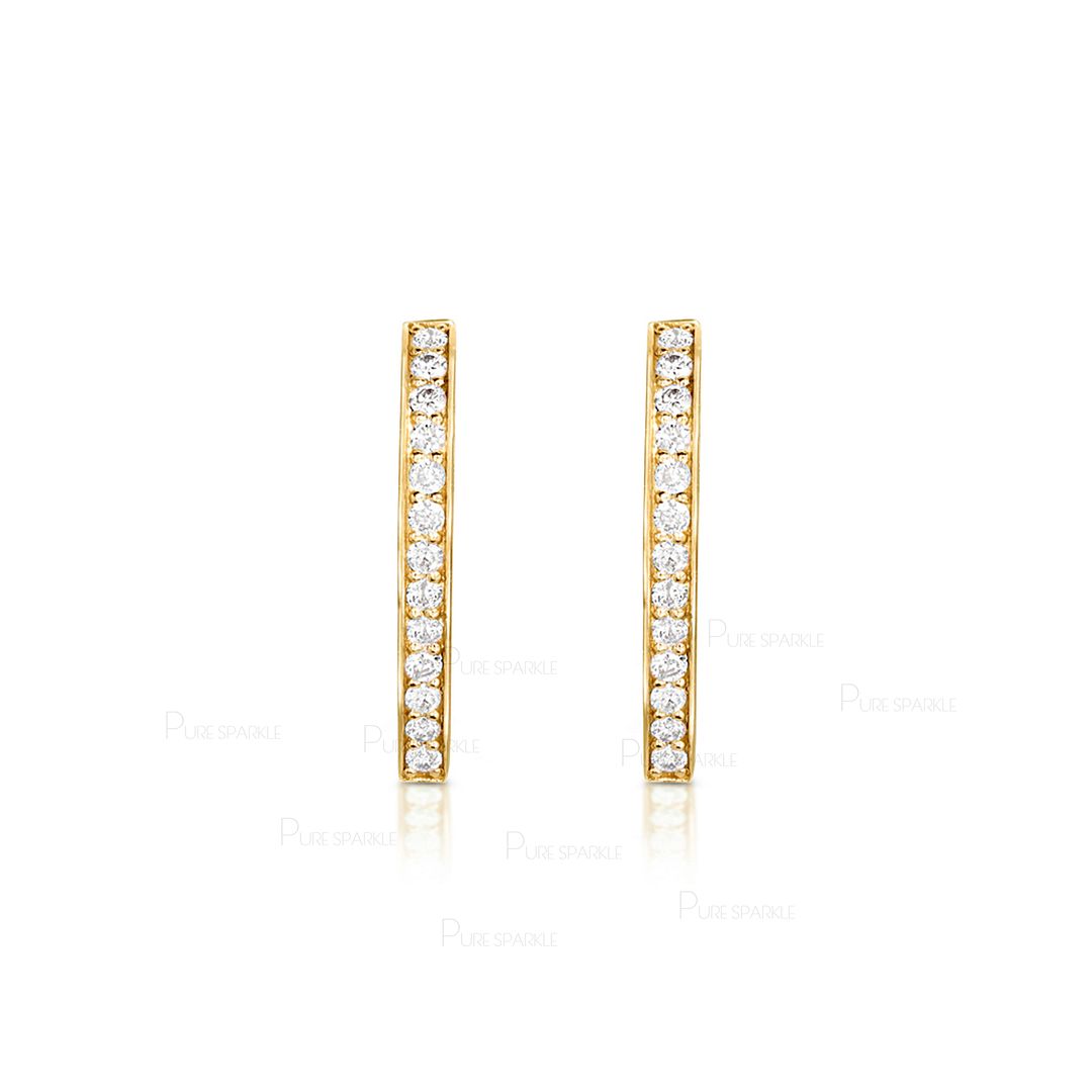 14K Gold 0.13 Ct. Diamond Pear Shape Hoop Huggie Earrings Fine Jewelry