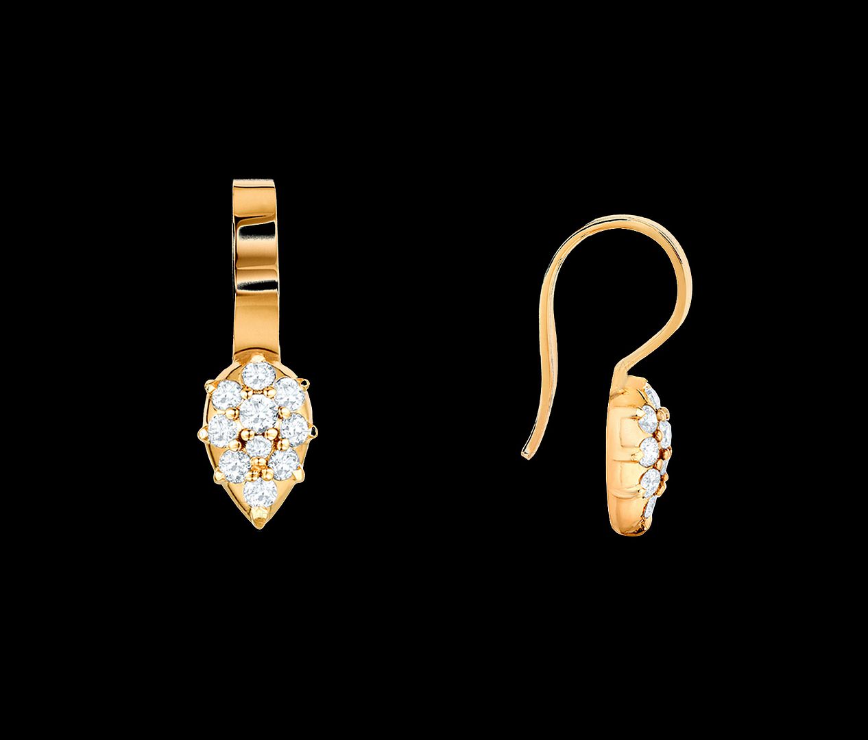 14K Gold 0.30Ct. Diamond Pear Shape Minimal Ear Cuff Earring Fine Jewelry