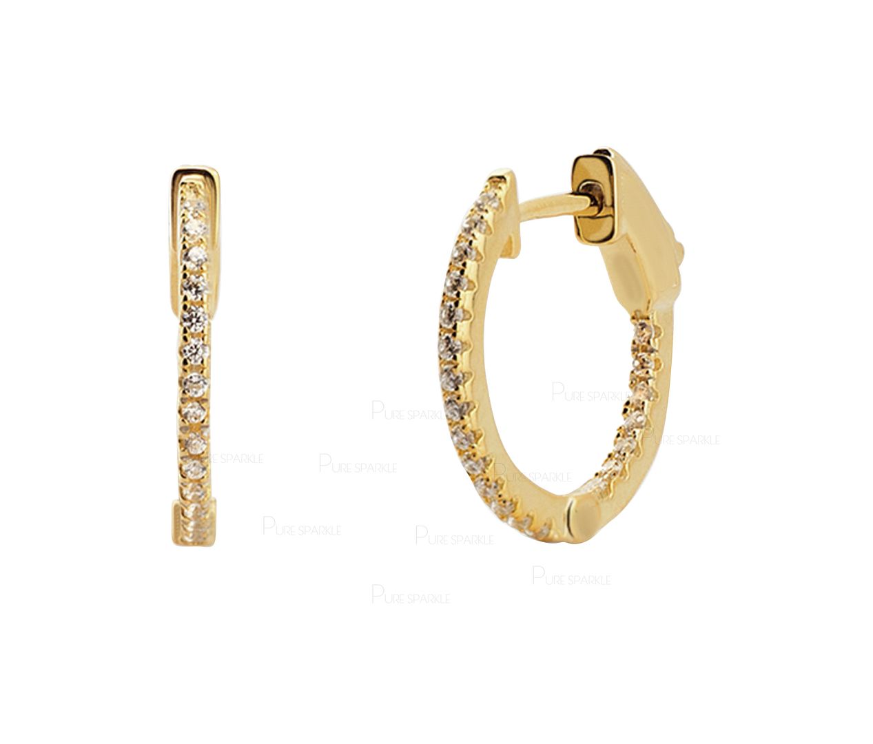 14K Gold 0.40 Ct. Diamond Hoop Earrings Wedding Engagement Fine Jewelry