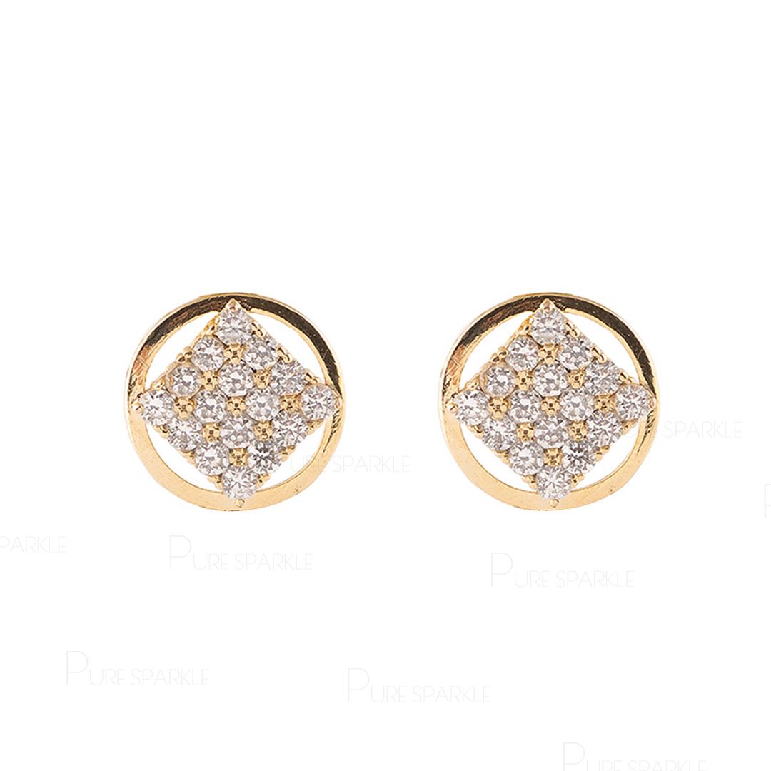 14K Gold 0.32 Ct. Diamond Minimalist Studs Earrings Jewelry Gift For Her