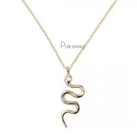 14K Gold 0.03 Ct. Diamond Snake Design Pendant Necklace Fine Jewelry