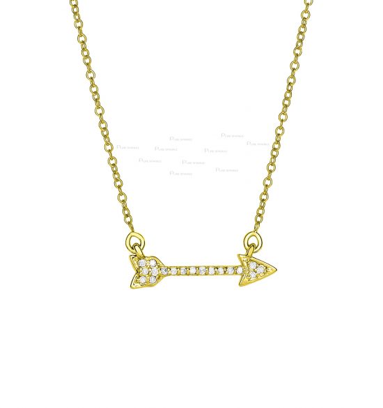 14K Gold 0.12 Ct. Diamond Love Arrowhead Delicate Necklace Fine Jewelry