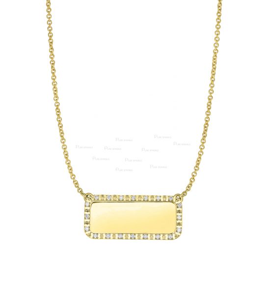 14K Gold 0.13 Ct. Diamond Rectangle Pendant Necklace Fine Jewelry