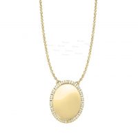 14K Gold 0.12 Ct. Diamond Oval Shape Pendant Necklace Fine Jewelry