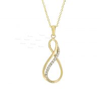 14K Gold 0.06 Ct. Diamond Infinity Knot Pendant Necklace Fine Jewelry