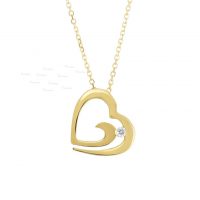 14K Gold 0.03 Ct. Diamond Teardrop Heart Anniversary Pendant Necklace