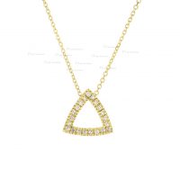14K Gold 0.11 Ct. Diamond Open Triangle Pendant Necklace Fine Jewelry
