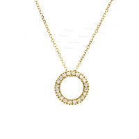 14K Gold 0.10 Ct. Diamond Open Circle Pendant Necklace Fine Jewelry