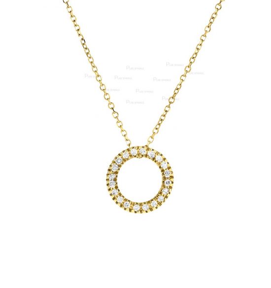14K Gold 0.10 Ct. Diamond Open Circle Pendant Necklace Fine Jewelry