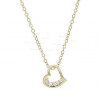 14K Gold 0.08 Ct. Diamond Heart Charm Pendant Necklace Fine Jewelry