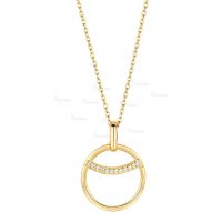 14K Gold 0.08 Ct. Diamond Eclipse Charm Pendant Necklace Fine Jewelry