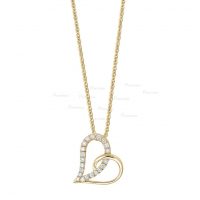 14K Gold 0.11 Ct. Diamond Unique Heart Pendant Necklace Fine Jewelry